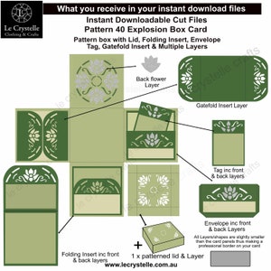 pudełko eksplodujące/wybuchające pudełko prezentowe/plik do cięcia/wybuchający szablon/prezenty świąteczne/wybuchający prezent/karta warstwowa/cricut/sylwetka/wzór 40 zdjęcie 2