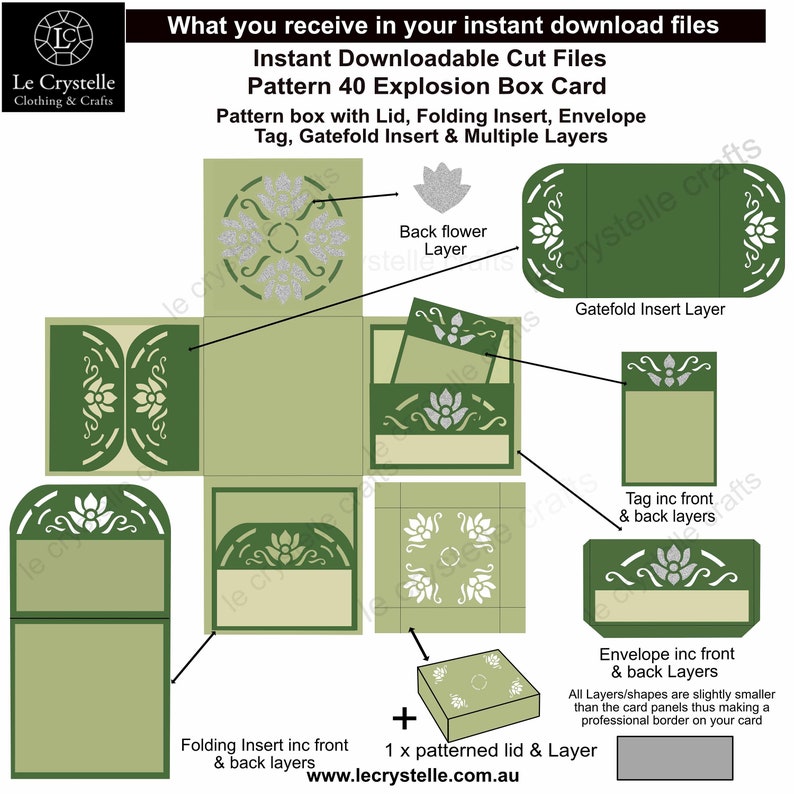 pudełko eksplodujące/wybuchające pudełko prezentowe/plik do cięcia/wybuchający szablon/prezenty świąteczne/wybuchający prezent/karta warstwowa/cricut/sylwetka/wzór 40 zdjęcie 2
