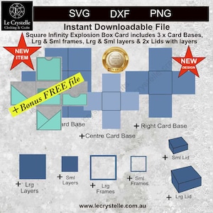 Infinity quadratische Explosionsbox/quadratische Explosionsbox/SVG-Schnittdatei/Explosionsbox Vorlage/explodierende unendliche Box / Cricut/Silhouette/