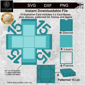 Archivo de corte de tarjeta de cumpleaños número 15 / tarjeta de cumpleaños número 15 / tarjetas SVG / tarjeta de cumpleaños número 15 / tarjeta en capas / Cricut / silueta /