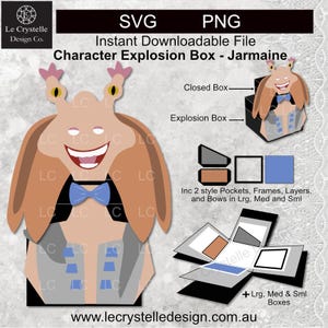 explosion box cute Jarmaine character /cut file/exploding card template/svg cards/folding cards/layered card/cricut/silhouette/cat card
