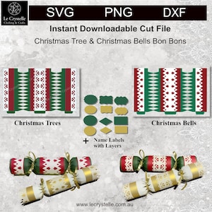 SVG cut file Christmas bon bons/crackers Christmas tree bells/bon bon svg for cricut and silhouette/bon bons svg/Bon bon  Pdf/bon bon