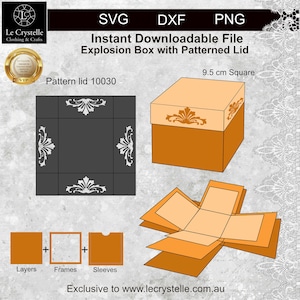 SVG explosion box/cut file 10030/exploding card template/svg cards/folding cards/layered card/cricut/silhouette/