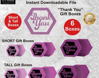 Hexagon Geschenkbox/Datei svg Box cricut/Hexagon Box Vorlage/Box svg/Danke Geschenkbox/cricut/silhouette/hexagon box svg/hexagon box