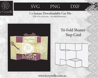 SVG cut file shutter card/Shutter step card/step card template/svg cards/folding cards/layered card/cricut/silhouette/