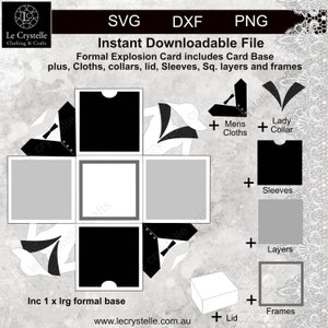 Scatola di esplosione formale / Carta di esplosione SVG / Carta di nozze / Carta di esplosione di nozze / Carte di esplosione di nozze / Carta a strati / cricut / silhouette /