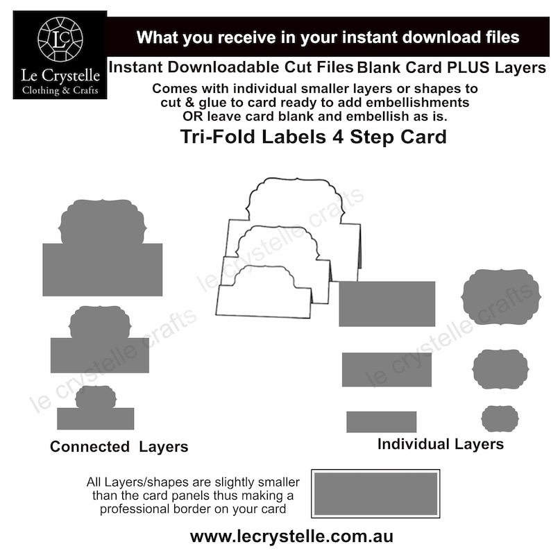 SVG Cut File Card/trifold Labels 4 Step Card/step Card Etsy