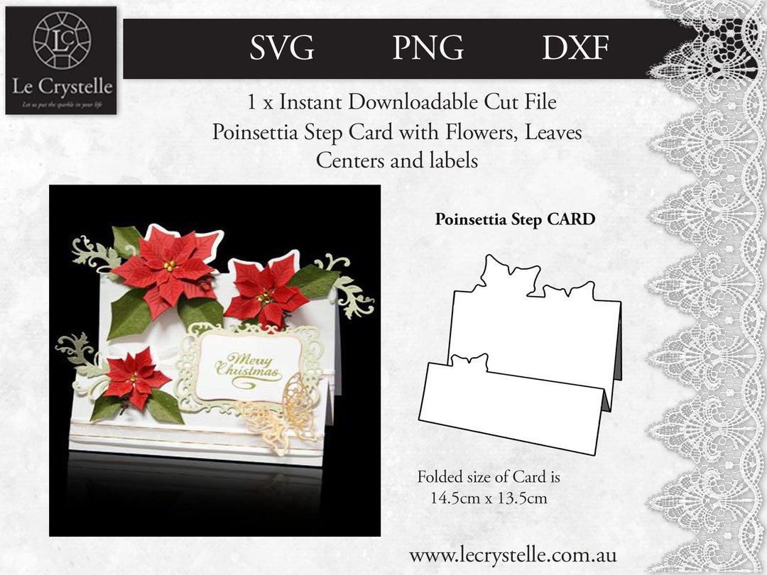 SVG Cut File Card/poinsettia Card/christmas Card Template/svg Cards ...