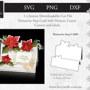 SVG gesneden bestand kaart / poinsettia kaart / kerstkaart sjabloon / svg kaarten / vouwkaarten / gelaagde kaart / cricut / silhouet /