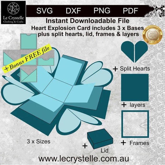 Explosion Box SVG /cut File/exploding Card Template/svg Cards/folding  Cards/layered Card/cricut/silhouette/ 