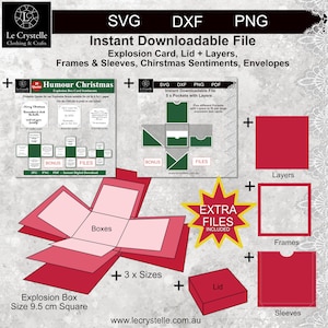 explosiedoos SVG /bestand knippen/exploderende kaartsjabloon/svg-kaarten/vouwkaarten/gelaagde kaart/cricut/silhouet/