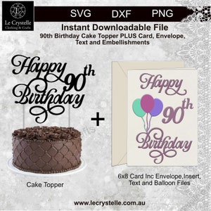 90th svg/90 birthday cake topper/SVG cake topper/90th birthday card/cake topper /SVG cut file/card template/layered card/cricut/silhouette/