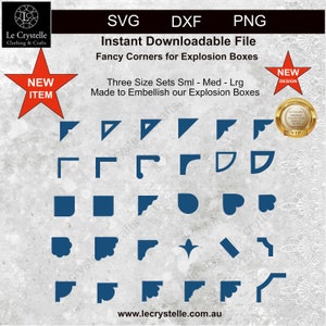 explosion box corners/SVG cut file/exploding box corners/embellishments for explosion boxes/cricut/silhouette/embellishments/paper corners