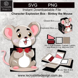 explosion box cute Mouse character /cut file/exploding card template/svg cards/folding cards/layered card/cricut/silhouette/cat card