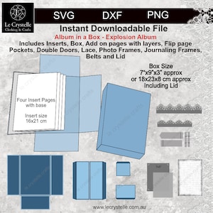 Álbum de fotos en una caja SVG/álbum de explosión/archivo de corte/álbum de explosión de fotos/tarjetas svg/caja de fotos explosiva/álbum de tapa/cricut/silueta/