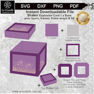 explosion box shaker Card/cut file/exploding card template/svg cards/fol ding cards/layered card/cricut/silhouette/