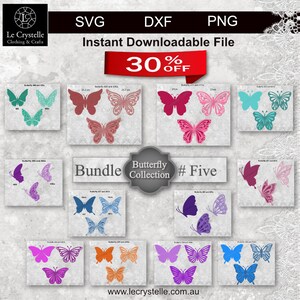 SVG explosion box BUNDLE Five butterfly and shadow/butterfly and layers/cut file/svg cards/cricut/silhouette/