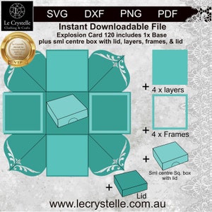 explosion box svg 120/cut file/exploding card template/svg cards/fol ding cards/layered card/cricut/silhouette/