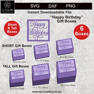 Quadratische Geschenkbox/svg box cricut/box template/box svg/happy birthday/birthday gift box/cricut/silhouette/square box svg/square box