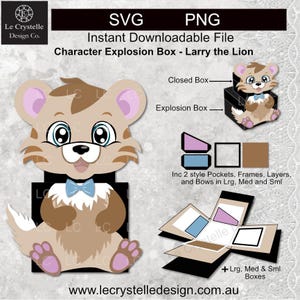 explosion box cute Lion character /cut file/exploding card template/svg cards/folding cards/layered card/cricut/silhouette/cat card