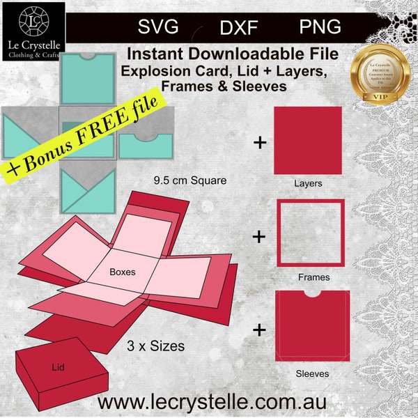 explosion box SVG /cut file/exploding card template/svg cards/folding cards/layered card/cricut/silhouette/
