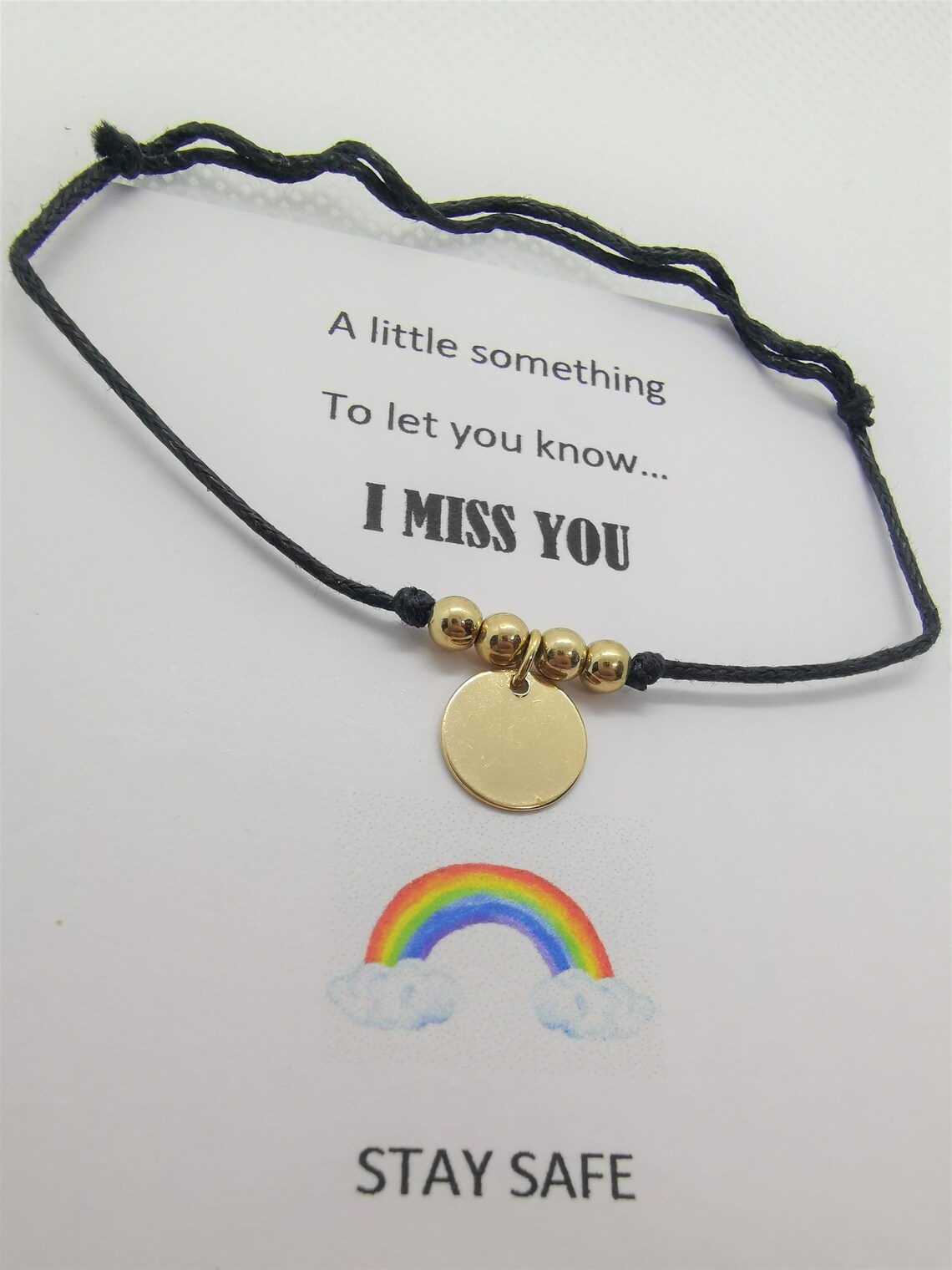 I Miss You Gift Wish Bracelet FREE UK Delivery Social Etsy