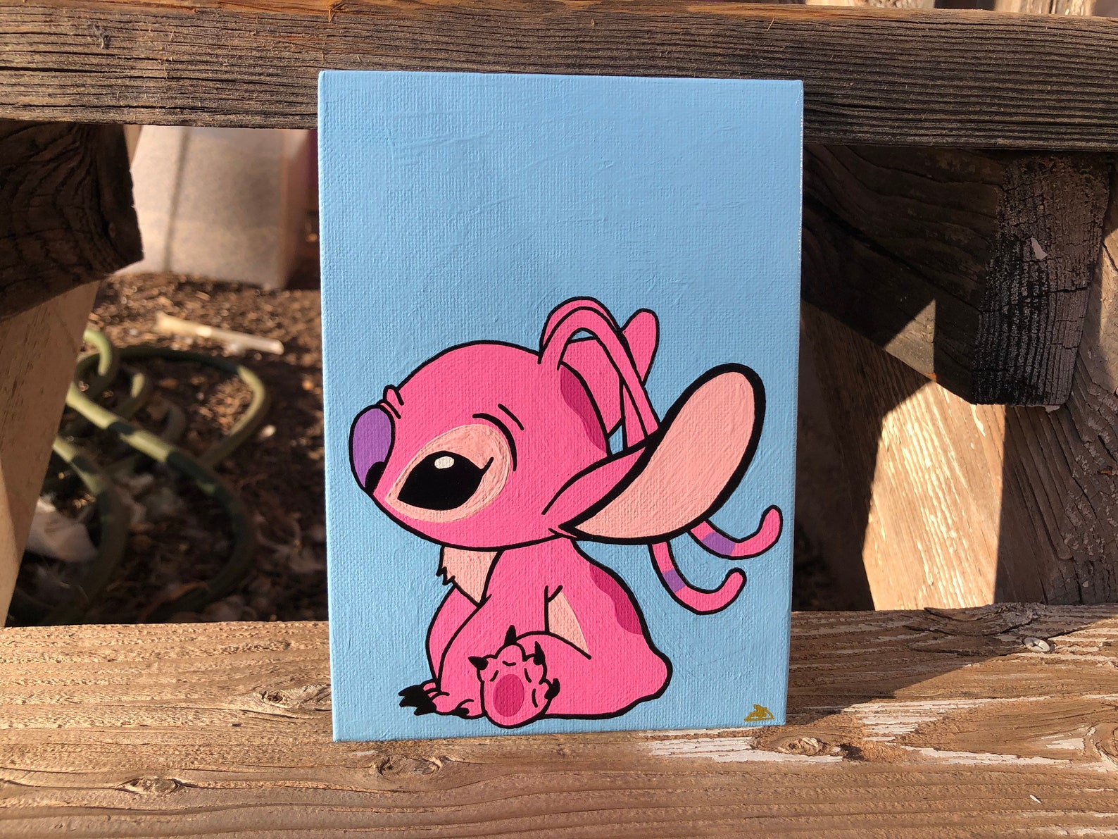 Stitch and Angel Matching Paintings Couples Friends - Etsy
