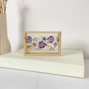 Pressed Flowers in Wood Floating Frame / Pressed Flower Art / Real Pressed Flowers / Pressed Flower Wall Decor / Abstract / Whimsical