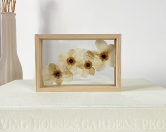 Pressed Flowers in Wood Floating Frame / Pressed Flower Art / Real Pressed Flowers / Pressed Flower Wall Decor / Abstract / Whimsical