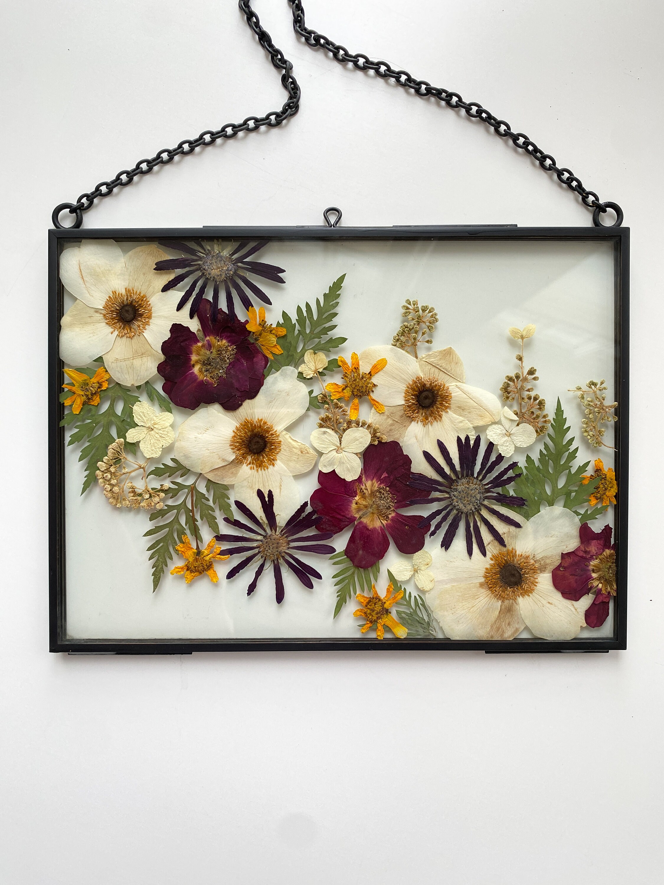 Pressed Flower Frame / Real Pressed Flowers in Floating Glass Etsy Canada