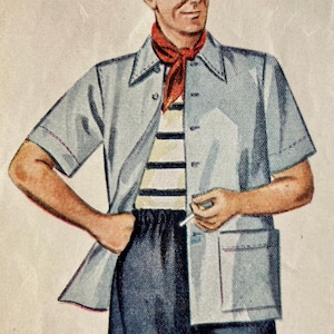 Vintage 1950 Herren Shirt & Badeshorts Muster
