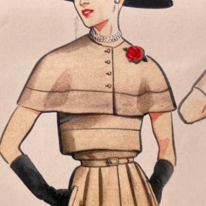 1940’s dress with cape Vogue reproduction pattern