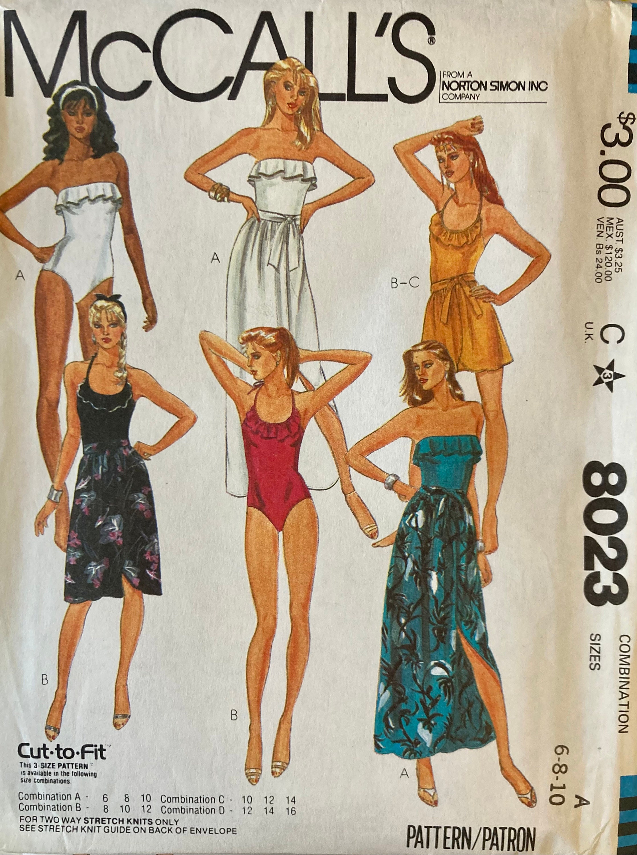Suimsuit Patterns Vintage 80’s Swim Suit Pattern Wardrobe - Etsy