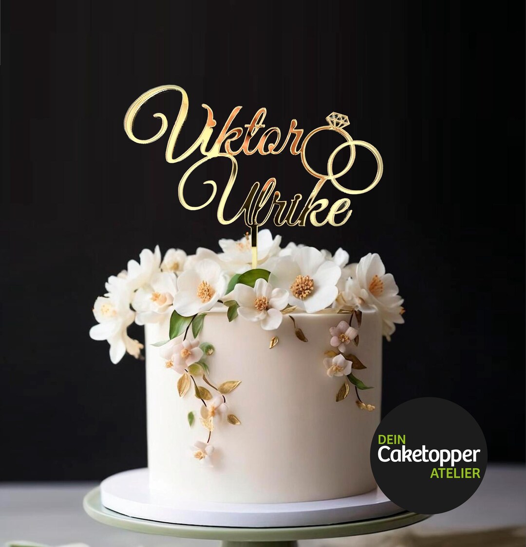 Personalized Acrylic Cake Topper With Engagement Rings, Wedding Rings ...