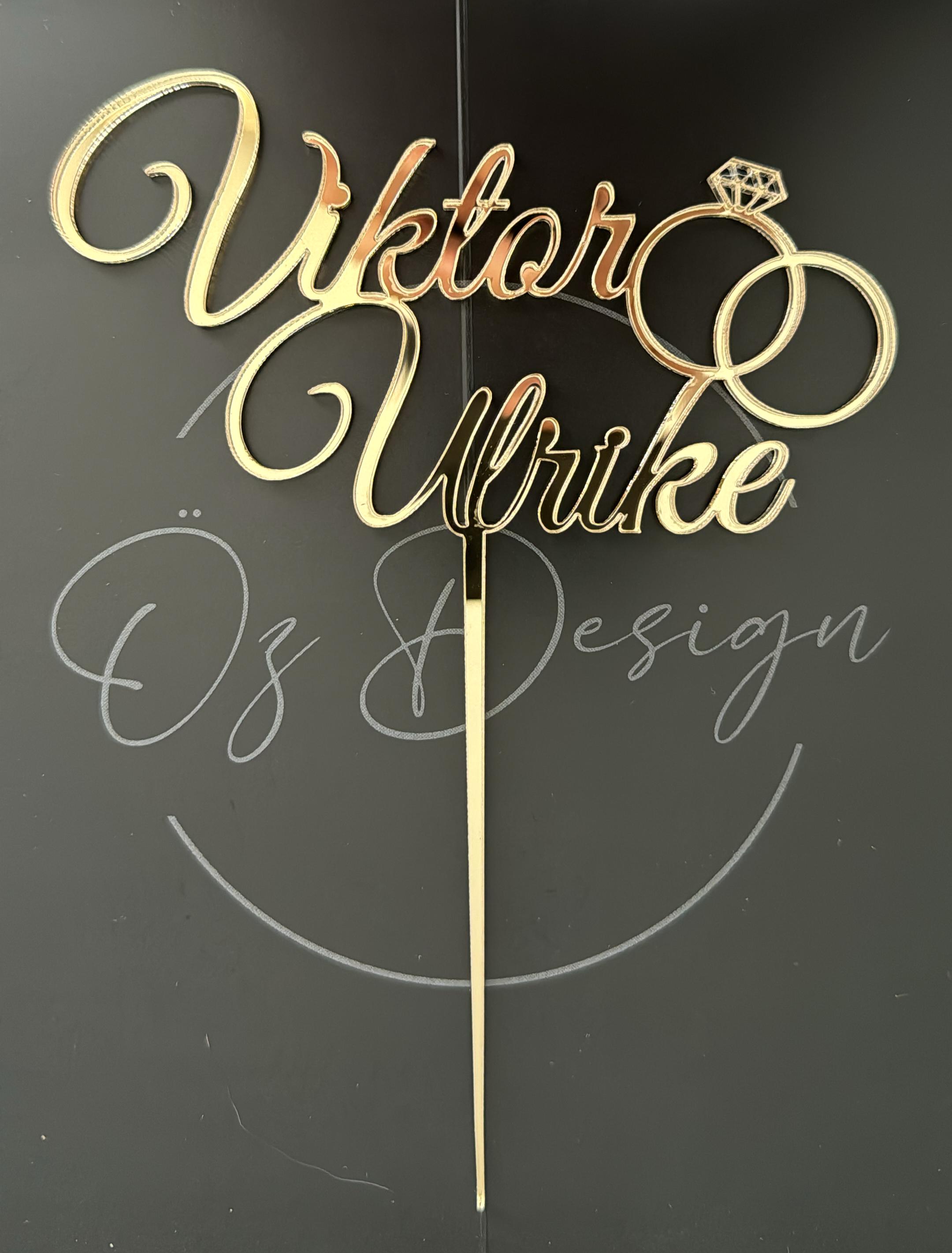 Personalized Acrylic Cake Topper With Engagement Rings, Wedding Rings ...