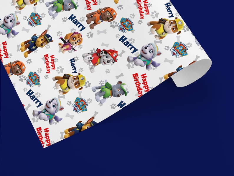 Personalised Paw Patrol Wrapping Paper Gift Wrap Etsy