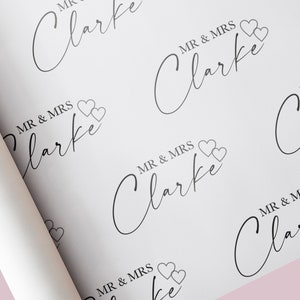 Personalised Mr & Mrs Surname Wrapping Paper | Gift Wrap | Customised | Wedding | Engagement | Couples | Newly Weds | Anniversary