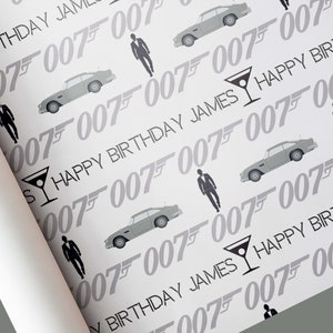 Personalised James Bond 007 Wrapping Paper | Gift Wrap | Customised | Happy Birthday | No Time To Die | Shaken Not Stirred |