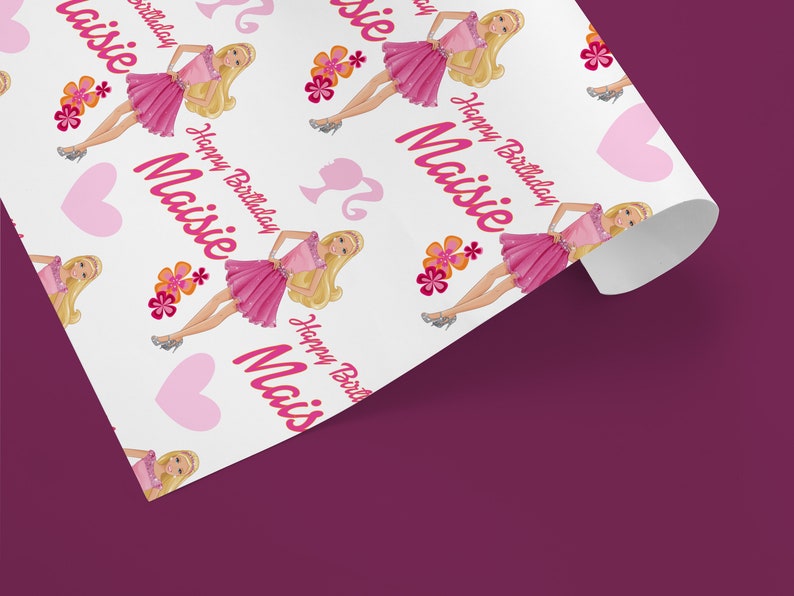 Personalised Barbie Wrapping Paper Gift Wrap Customised Etsy