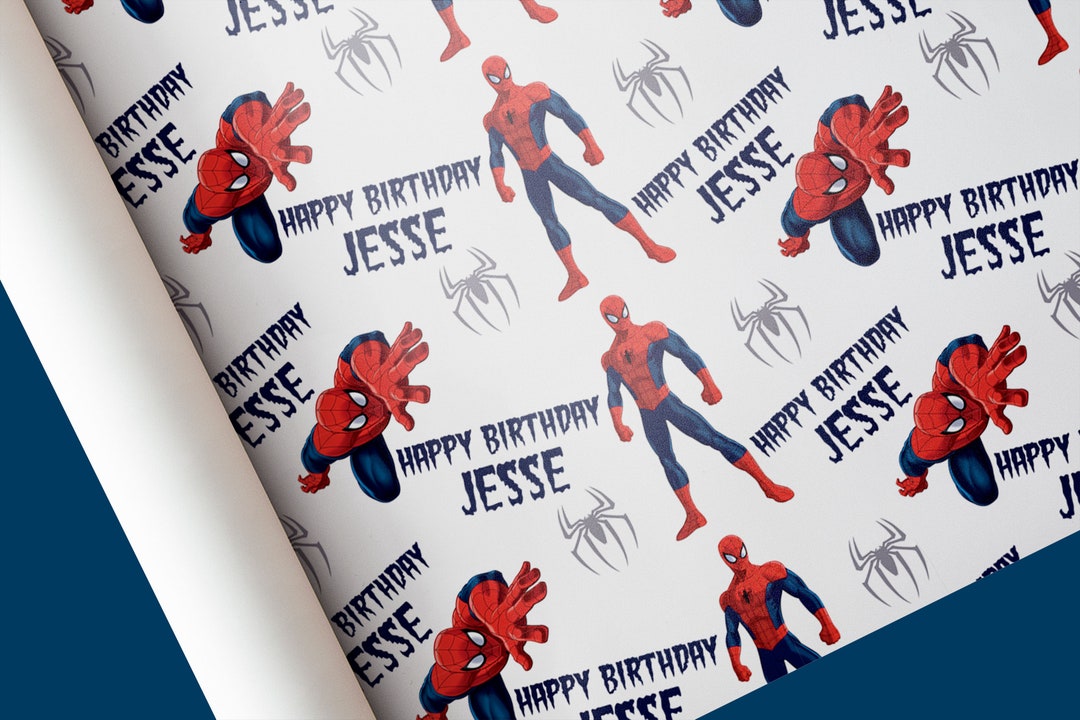 Personalised Spiderman Wrapping Paper Gift Wrap Customised Etsy