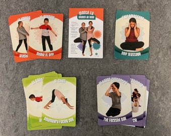 Kids Yoga Cards, Children's Yoga Game, Bilingual Cards, Educational Cards, Yoga Poses, Breathing Exercices