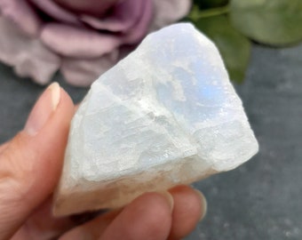 Large Natural Moonstone with Blue Flash Shimmer - Rough Moonstone Chunk - Raw Moonstone