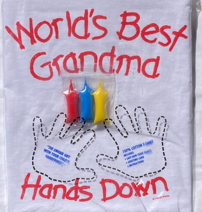 World's Best Grandma Tee Shirt With Handprint Paint Kit. Create