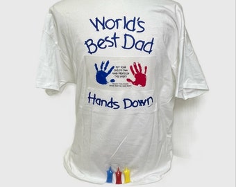 Best Dad T Shirt with Handprint Paint Kit. Create Personalized Gift with Child Handprints.  Father's Day, Birthday or other Special Occasion