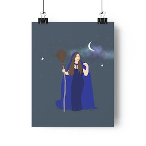 Póster de papel de bruja mística, decoración de brujas, arte mural celestial, póster de Halloween, regalo para la estética de brujas.