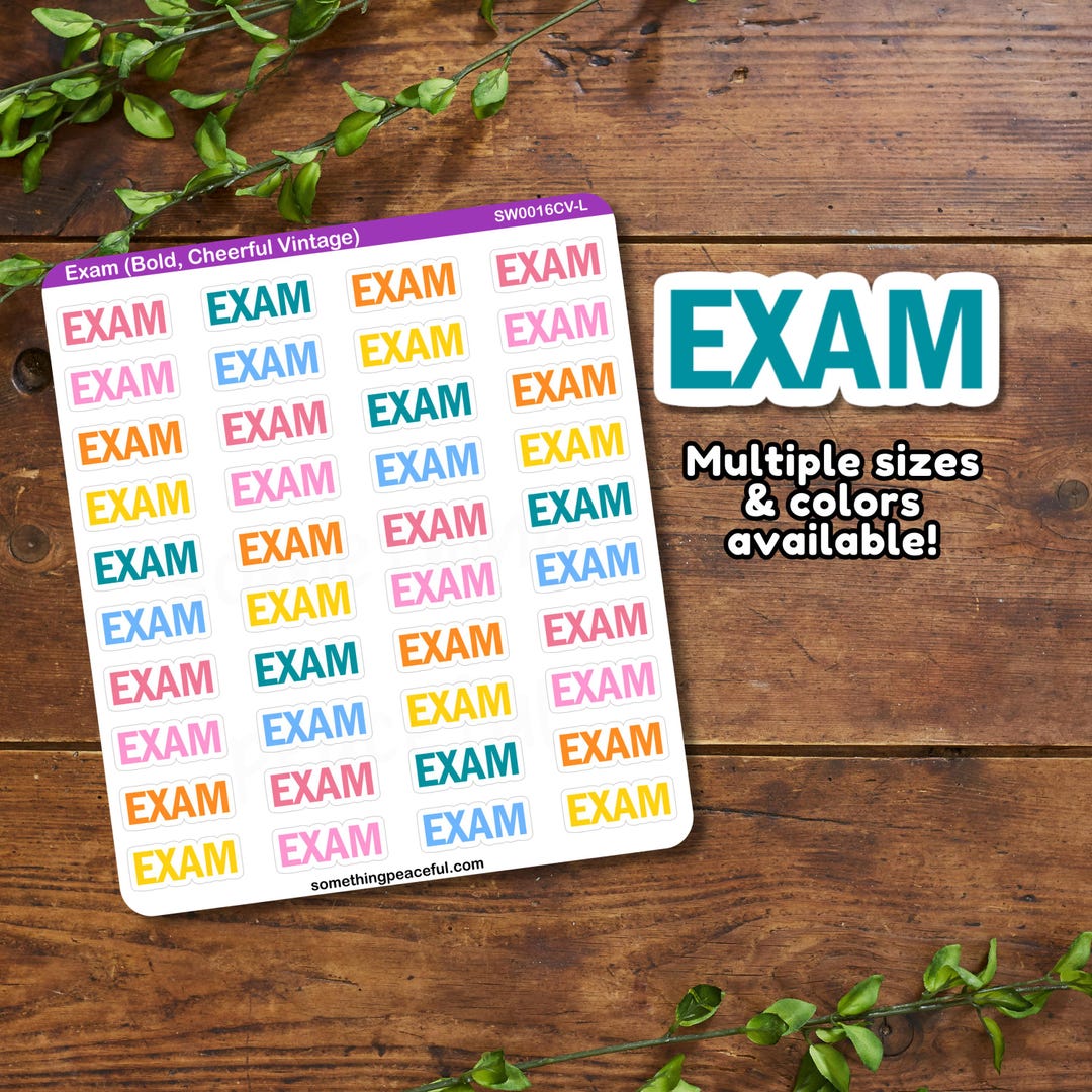 Test Paper Sticker Exam Stickers - Bold Text Planner Stickers, Multiple Colors - Etsy