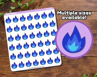 Blue Flame Sticker Sheet - Multiple Sizes, Matte, Glossy, or Clear