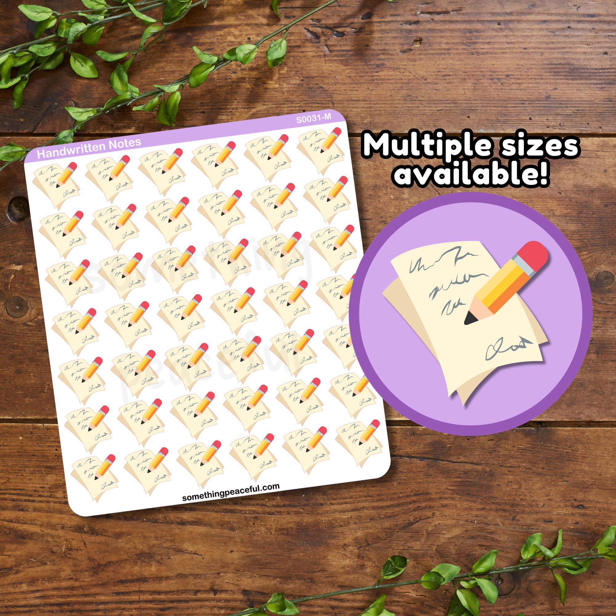 Handwritten Note Sticker Sheet - Multiple Sizes, Matte, Glossy, or ...