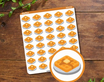 Waffle Sticker Sheet - Breakfast Stickers - Multiple Sizes, Matte, Glossy, or Clear