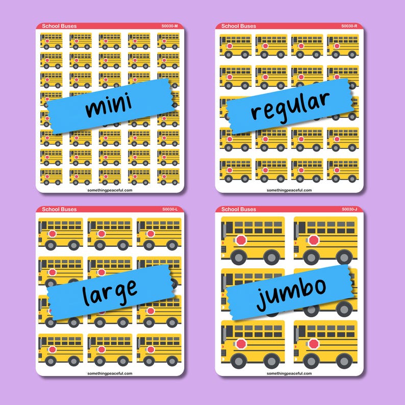 School Bus Sticker Sheet - Multiple Sizes, Matte, Glossy, or Clear - Etsy
